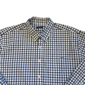 Fish Hippie Shirt Mens Size 2XL White Plaid Tailored Fit Button Up Long Sleeve